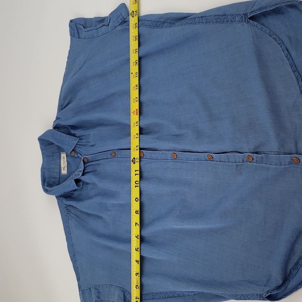 Madewell Central Drapey Button Front Shirt Size XS Bright Indigo Oversized - Picture 5 of 9